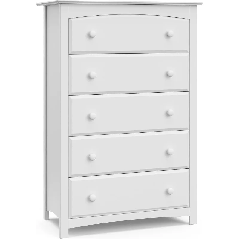 

Kenton 5 Drawer Dresser (White) for Kids Bedroom, Nursery Dresser Organizer, Chest of Drawers with 5 Drawers