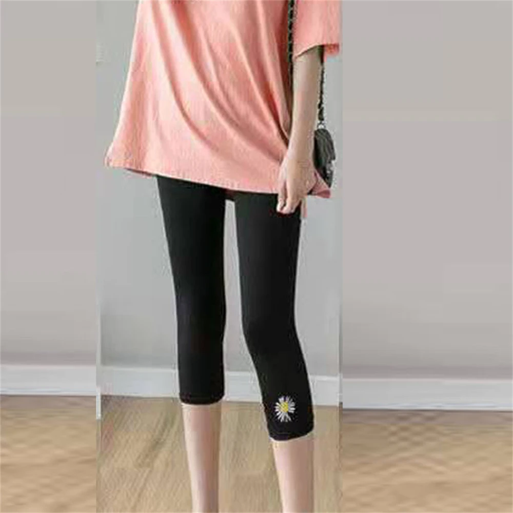 Nice feminino verão exterior wear leggings pant feminino seção fina modal magro margarida leggings grandes metros coreano selvagem era legging fina