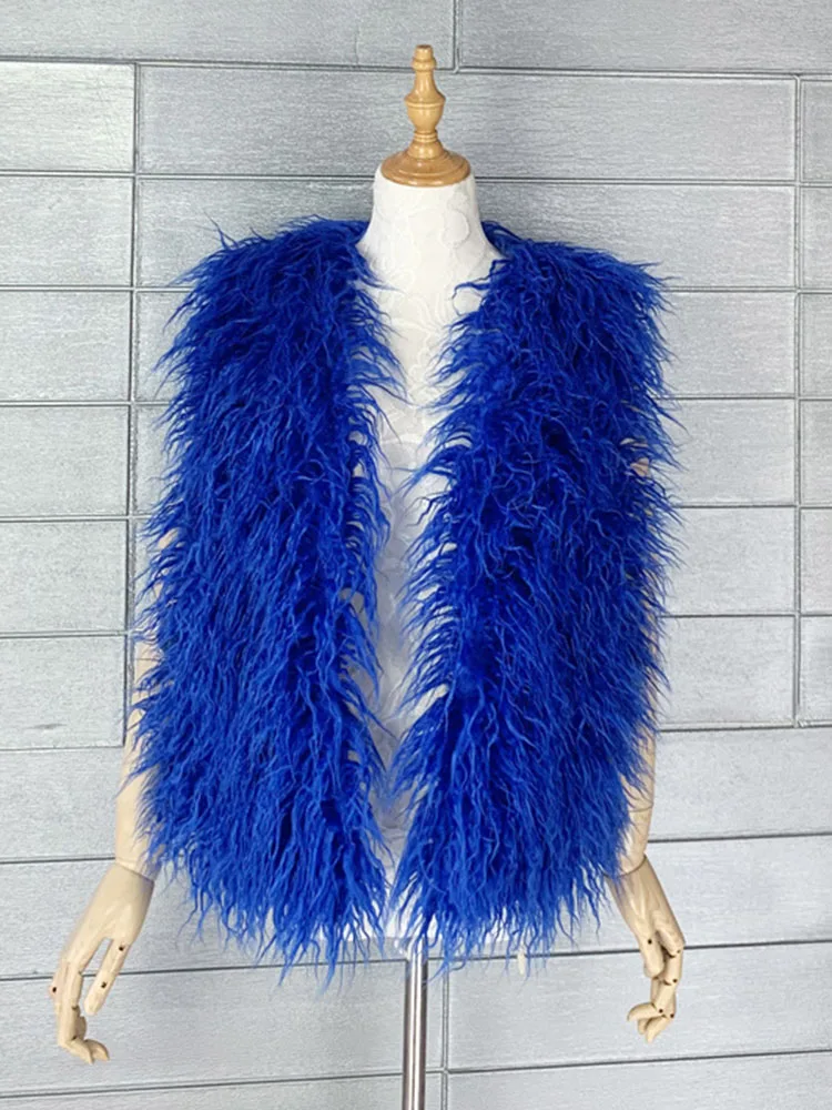 2023 Fashion Colorful Mongolia Sheep Fur Jacket Women Winter FAUX Fur Vest Female Warm Sleeveless Faux Fur Coat Vests