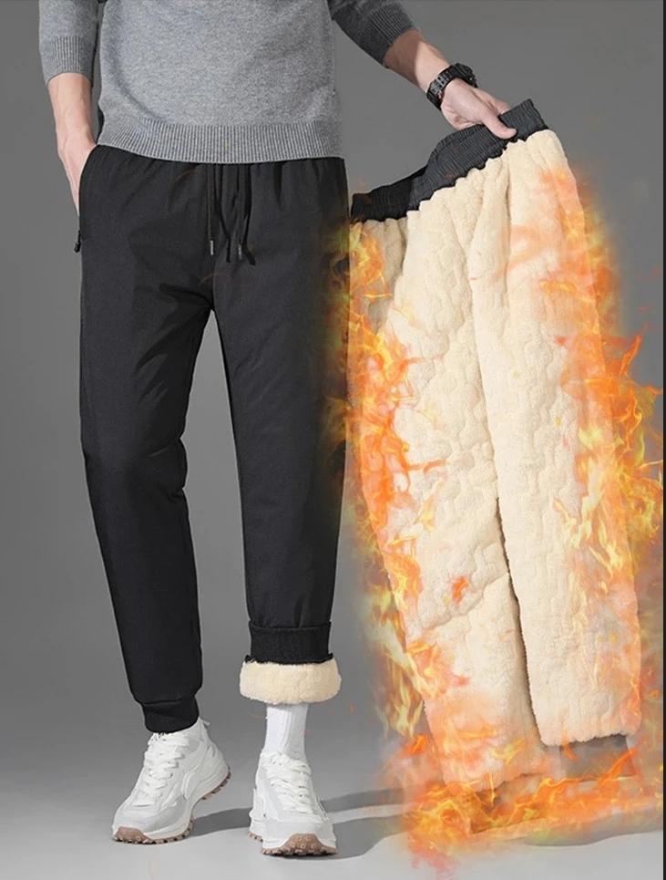 

Men's Flece Pants Winter Thermal Lined Trousers Thickened Warm Pants for Men Plus Size Casual Outdoor Sports Men's Sweatpants