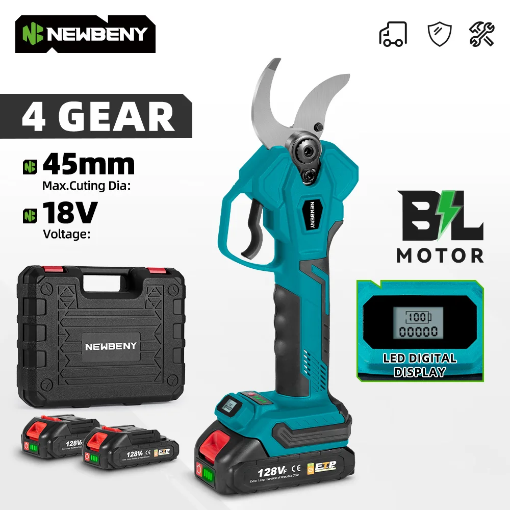 무선 4단 기어 휴대용 리튬 전기 전정가위 (마키타 배터리용 디지털 화면 디스플레이 포함)