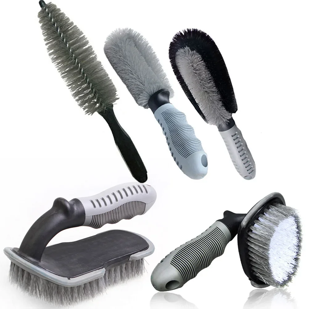 Car Wash Cleaning Brush Car Beauty Wheel Hub Gap Cleaning Tool Brush T-bend Handle Brush Car Special Tire Brush Auto Detailing