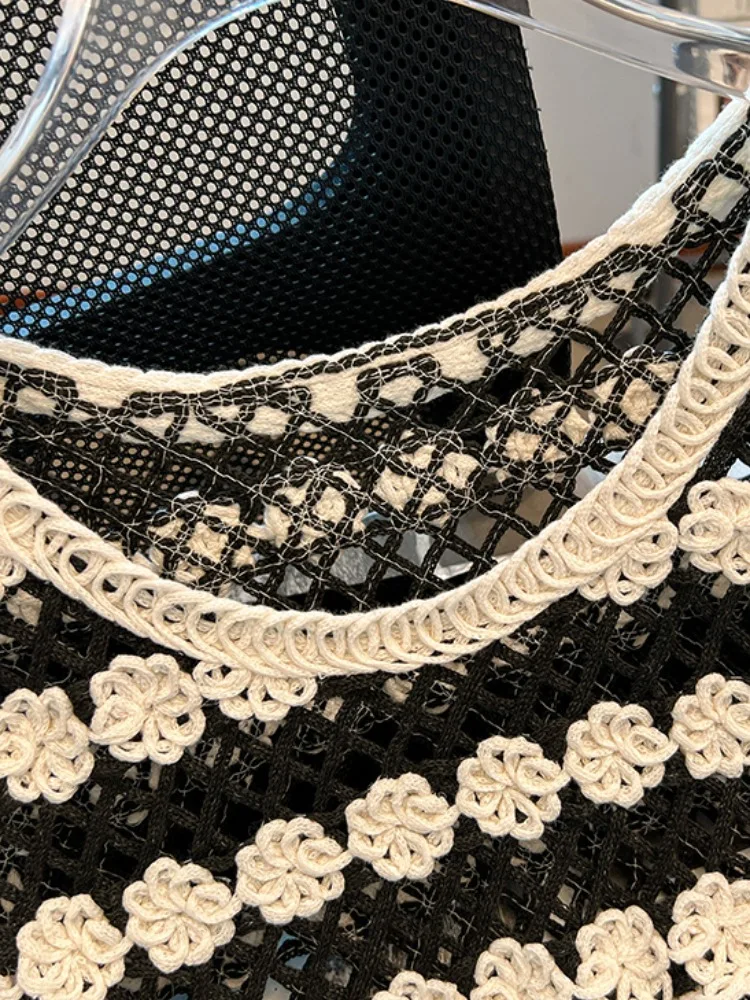 Korean Sle ort Svel Hollow out Knitted Tank Top Women's Summer Casual Faion Design Self-Kee Recommendation