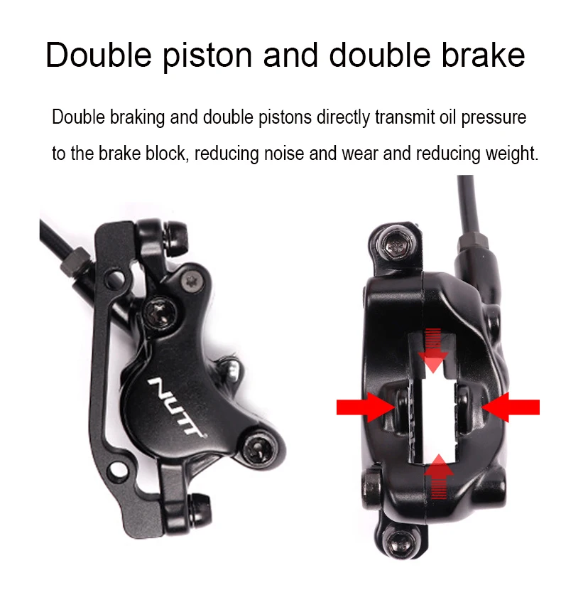 NUTT 800/1400mm MTB Bike brake Hydraulic Disc brake bicycle bike clamp 22.2MM Handlebar 160mm Rotor Front & Rear Brake set