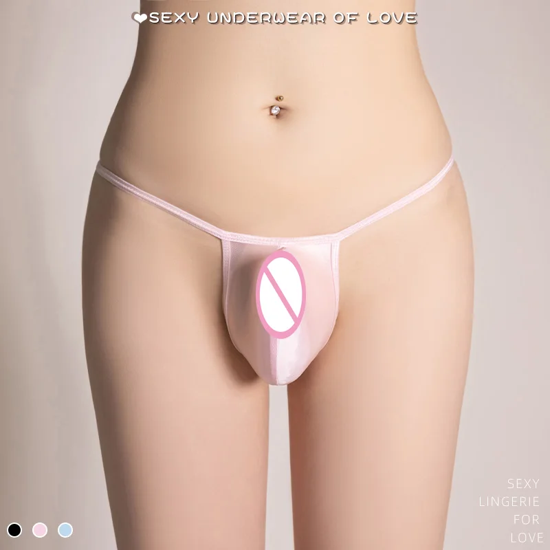 Male's G-strings Low Rise Strap U Convex Men's Thong Transparent Pouch T-shaped Briefs Breathable Thin Panties Erotic Underwear