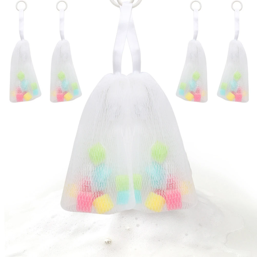 5 шт. пенящаяся сетка для мыла, пузырчатый мешок с подвесным дизайном, губка для изготовления пены, очищающее средство, аксессуар для ванны, пузырчающее пенное мыло