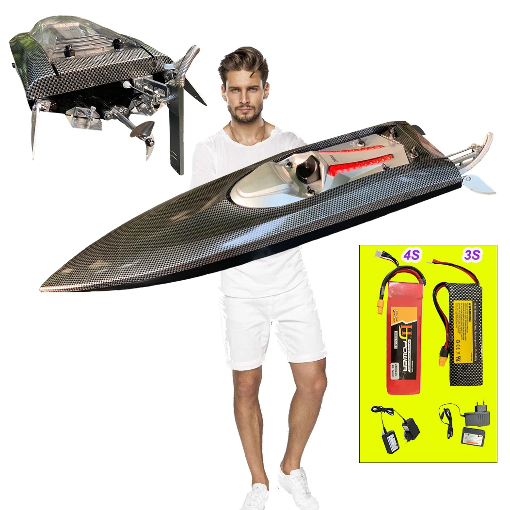 UDI RC UDI022 Brushless Remote Control Boat Boat for Adults with 3S 4S 2 Sets of Batteries 25 Inch 30mph+ 50km/h + Alloy Steel