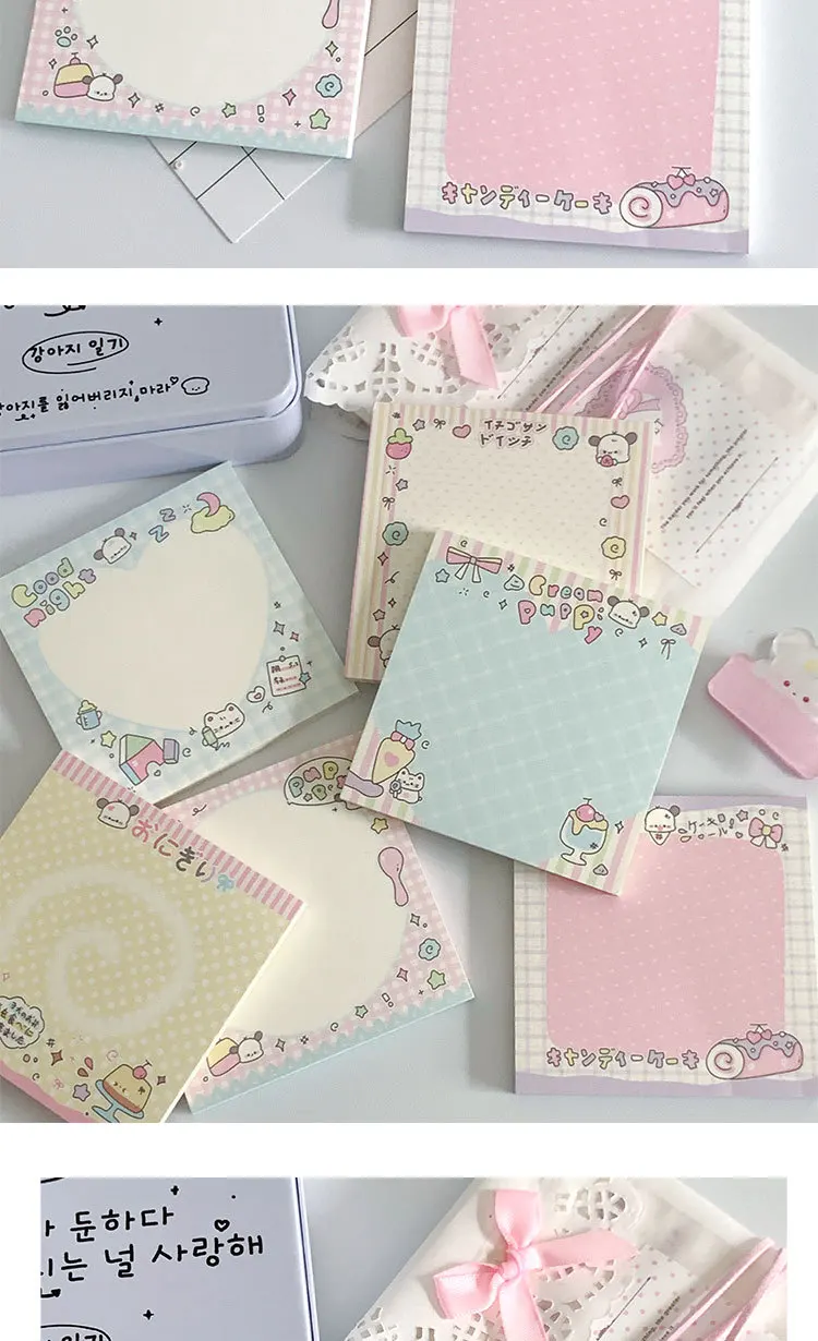 MINKYS 50 Blatt Kawaii Welpen, quadratische Notizblöcke, Papier, To-Do-Liste, Tagebuch, Notizpapier, DIY-Material, Schreibwaren – Detail 10
