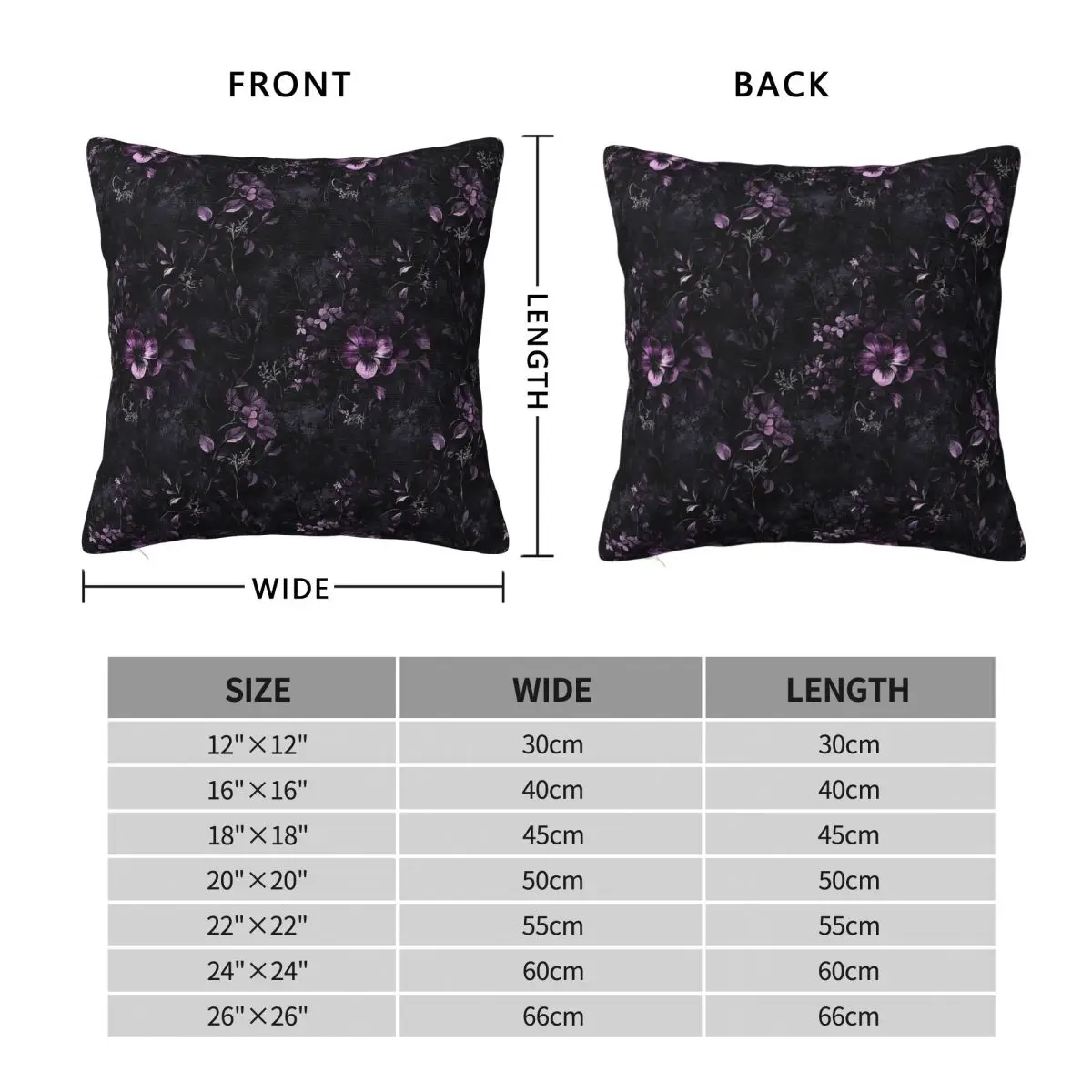 Gothic Tones In Bloom Square Pillowcase Polyester Linen Velvet Printed Zip Decor Home Cushion Cover