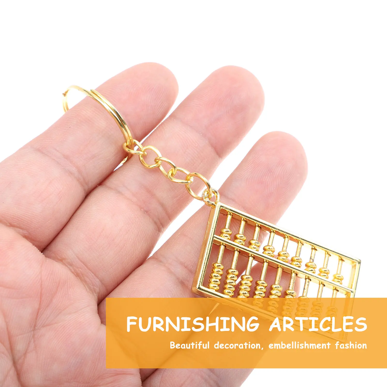 2Pcs Abacus Key Ring Pendant Brass Chinese Calculator Decorative Keychain Hanging Ornament Lightweight Glossy Key Holder