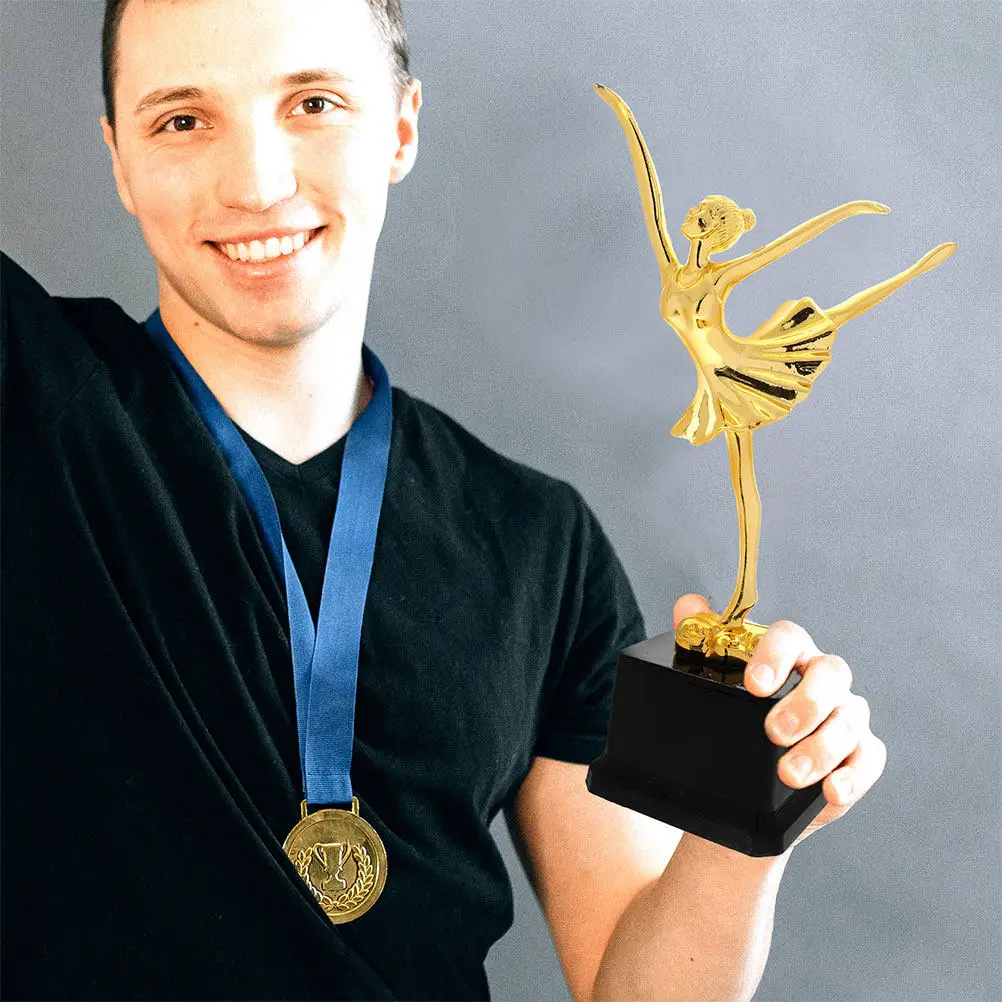 

Gold Plastic Ballet Dance Trophy Small Size for Dance Competition Recital School Award Trophy Case Display Decorative