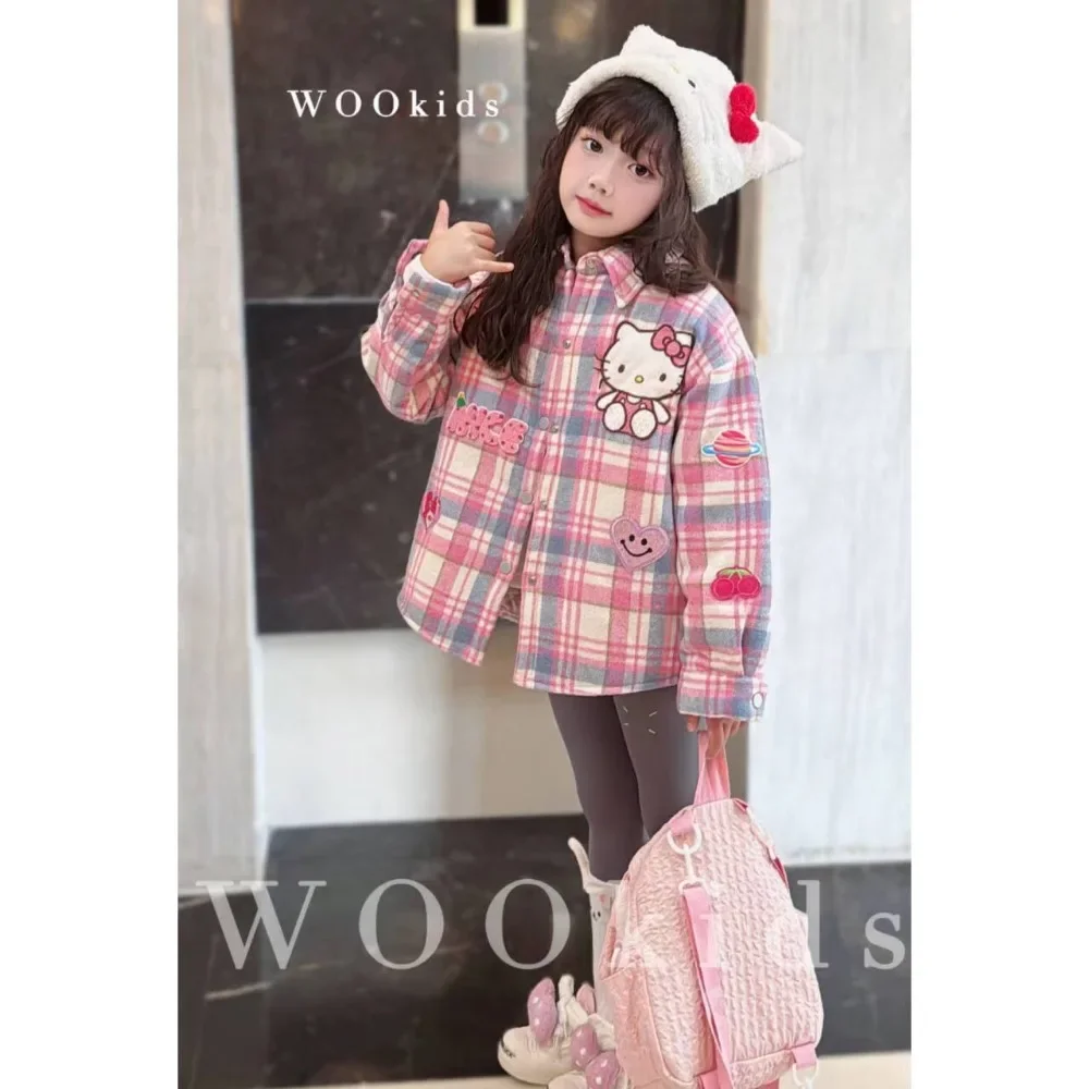 

Sweet Anime Kawaii MINISO Fashion New Fleece Thickened Ins Coat Cute Children Cartoon Fashion Coat Clothing Gifts for Girls