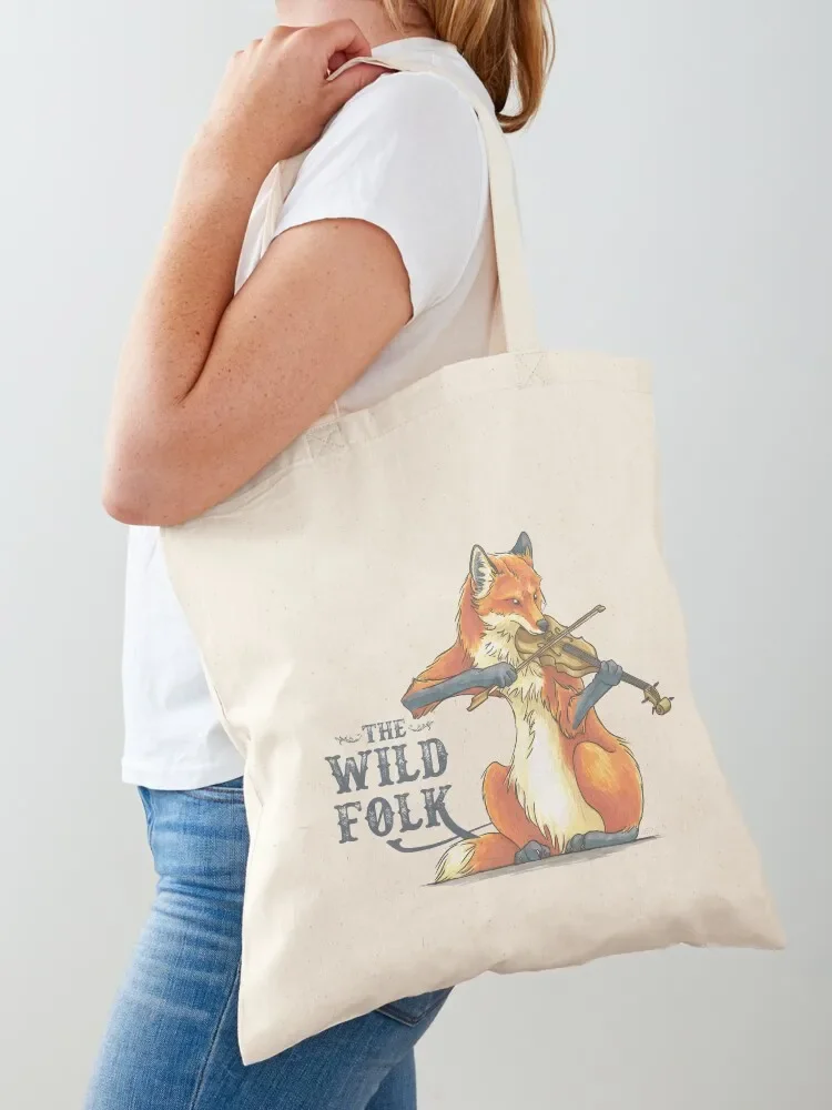 The Wild Folk - Fox on Fiddle Tote Bag sacs de shopping shopper bag women tote bags aesthetic Tote Bag