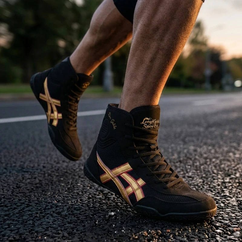 Hochwertige Professionelle Boxschuhe für Herren für Alle Jahreszeiten, Wrestling, Gymnastik, Indoor-Fitness und Umfassendes Training – Detail 14