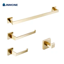Top 1 venta caliente Juego de accesorios dorados para baño, ganchos para batas, toallero, soporte para pañuelos, estante de almacenamiento para baño, Kit de accesorios para el hogar, 4 piezas