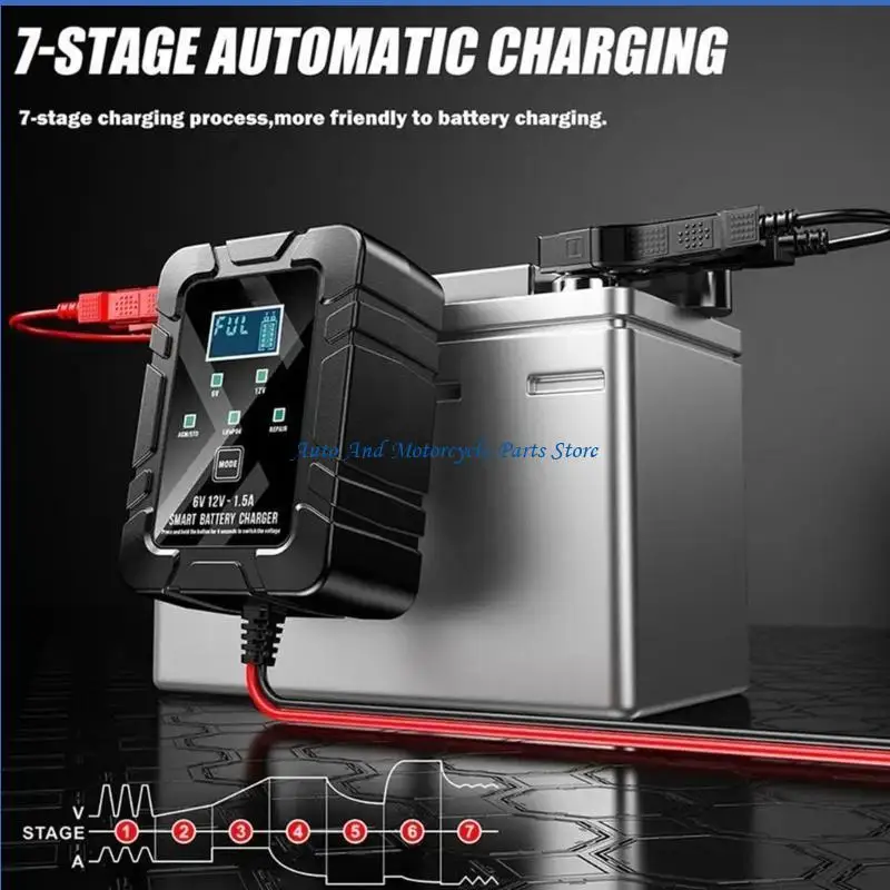 P9FD Universal 6V 12V Overload Automatic 1.5A Intelligent Battery Maintainer Suitable for Car RVs Motorcycles ATVs