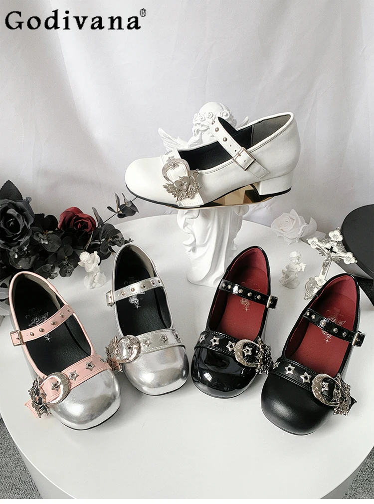 

Original Punk Low Heel Casual Shoes Summer New Fashion Girly Sweet Kawaii Elegant All-Match Lolita Pumps Women Mary Jane Shoes