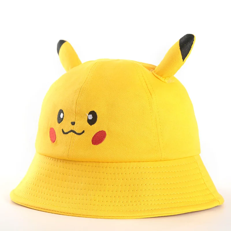 Sunscreen Pikachu Printed Fisherman Hat Japanese Anime Pokemon Pot Cute Cartoon Sunshade Bucket Cap