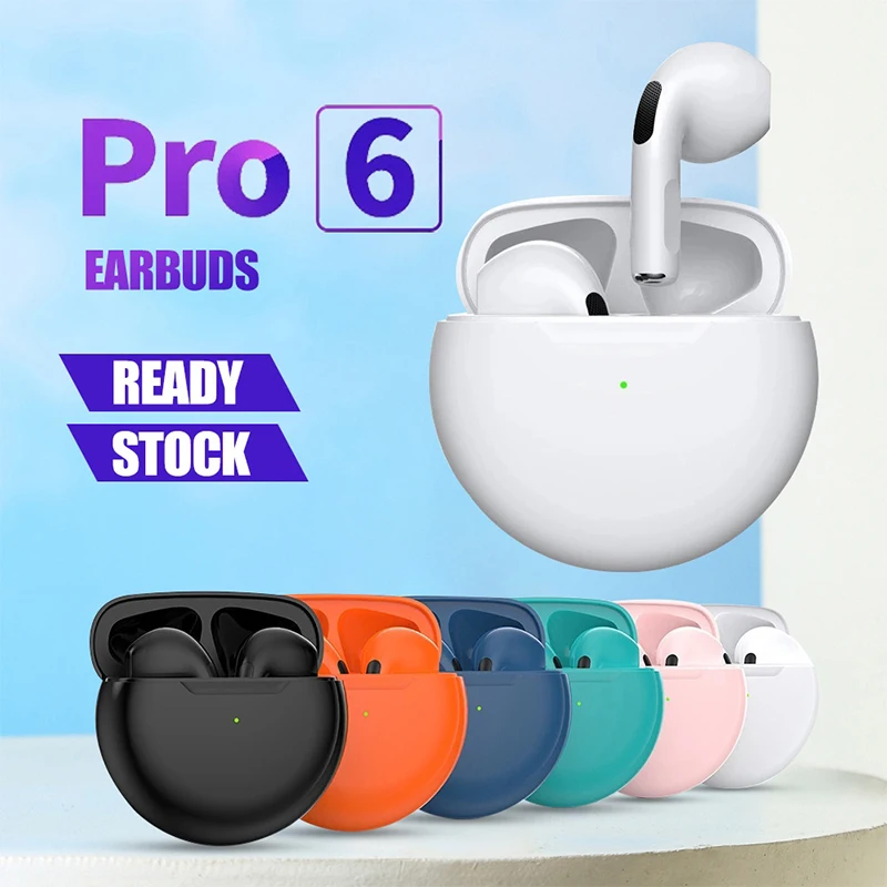 Cuffie Wireless Air Pro 6 TWS con microfono Fone auricolari Bluetooth auricolari sportivi cuffie Pro6 J6 per Apple iPhone Xiaomi Huawei