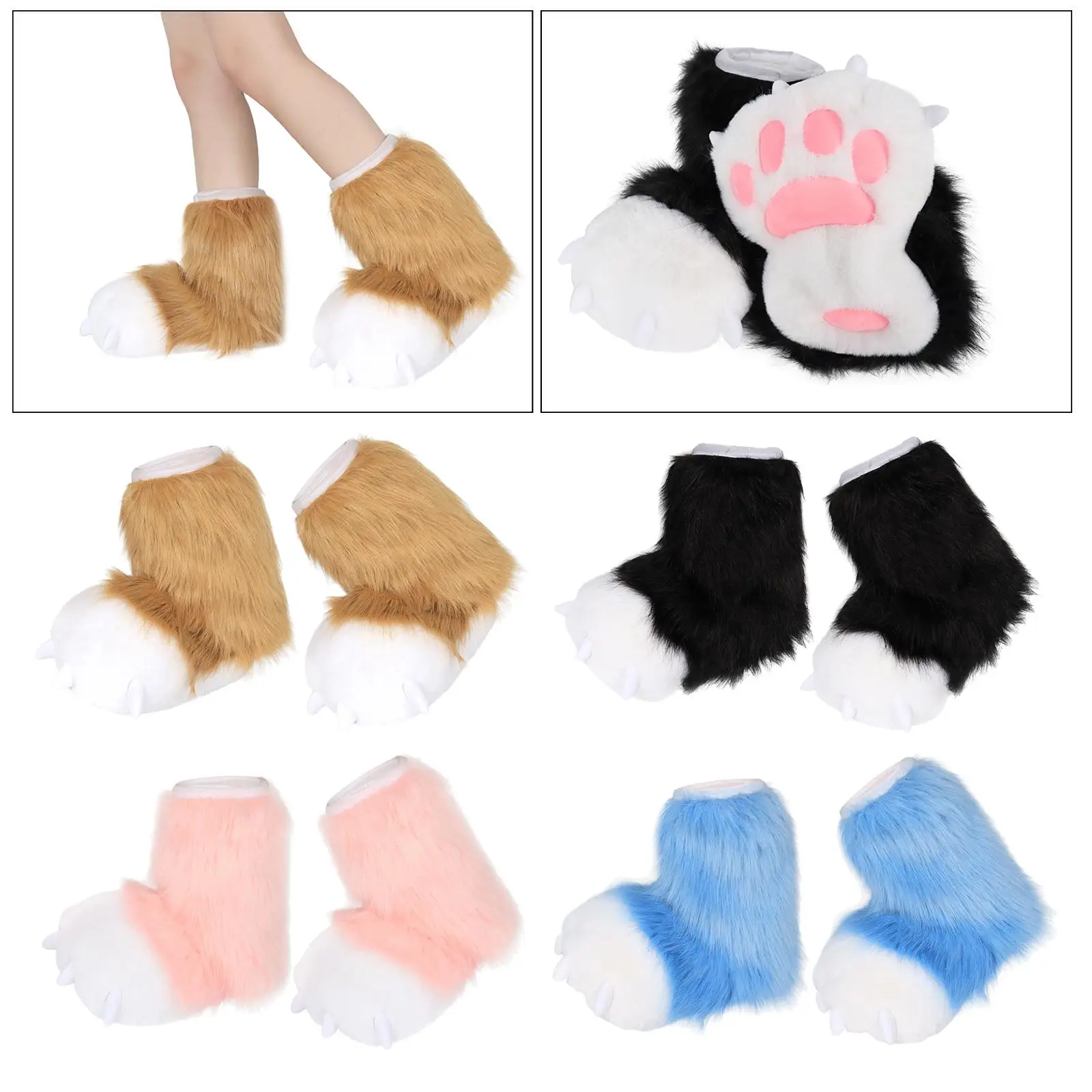 Paw Cosplay Funny House Shoes Cartoon Plush Beast Foot