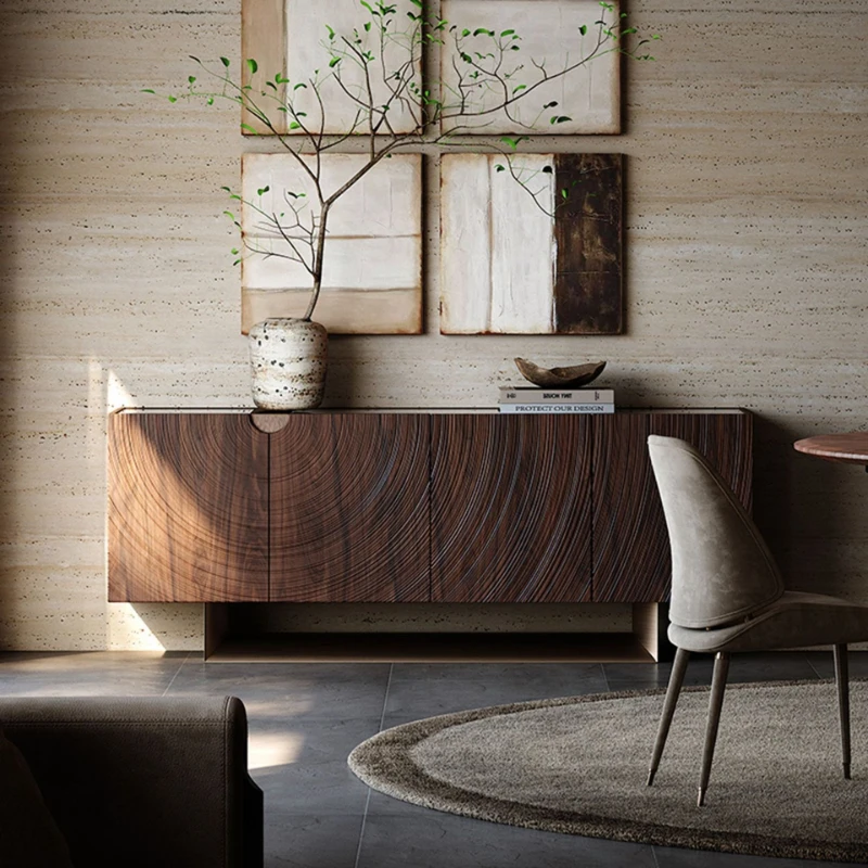 

Living room art carving cabinet new medieval style design sense solid wood carving dining side cabinet integrated against