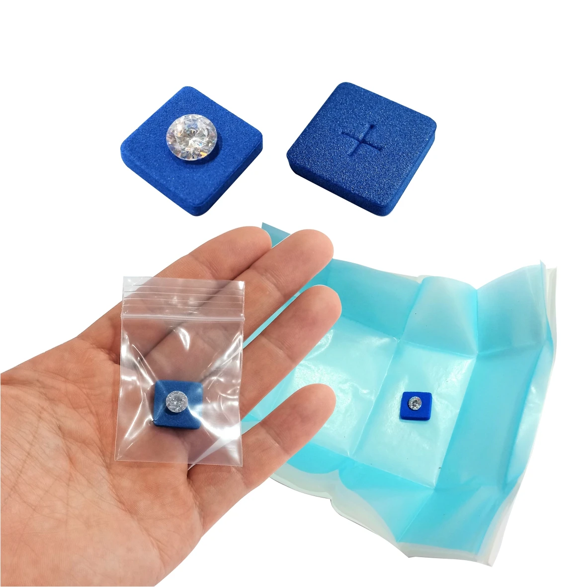Bottom Tip Protective Cushion for Diamond Gemstone Parcel Paper Protect From Knocking Loose Gemstone Blue Sponge Mat Lysuz
