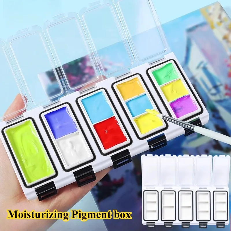 Detachable Grid Moisturizing Pigment Box Art Palette Student Outdoor Painting Watercolor Packaging Portable Storage Sealed Box