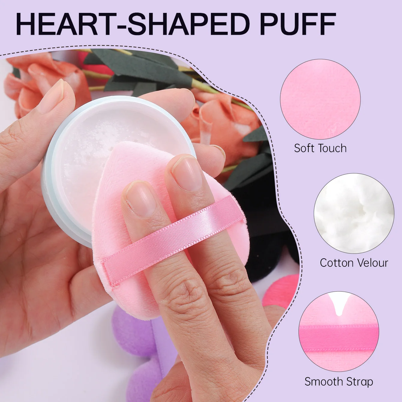 30/50PCS Heart Shape Velvet Powder Puff Makeup Sponges Blender Foundation Cosmetic Sponges Soft Make Up Tools For Woman Cushion