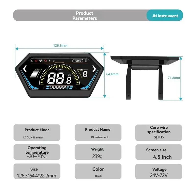 NEW HOT In Stock-UKS6 Electric Scooter LCD Meter 24V-72V Color Screen E-Bike Smart Display Electric Bicycle Dashboard SM 5PIN
