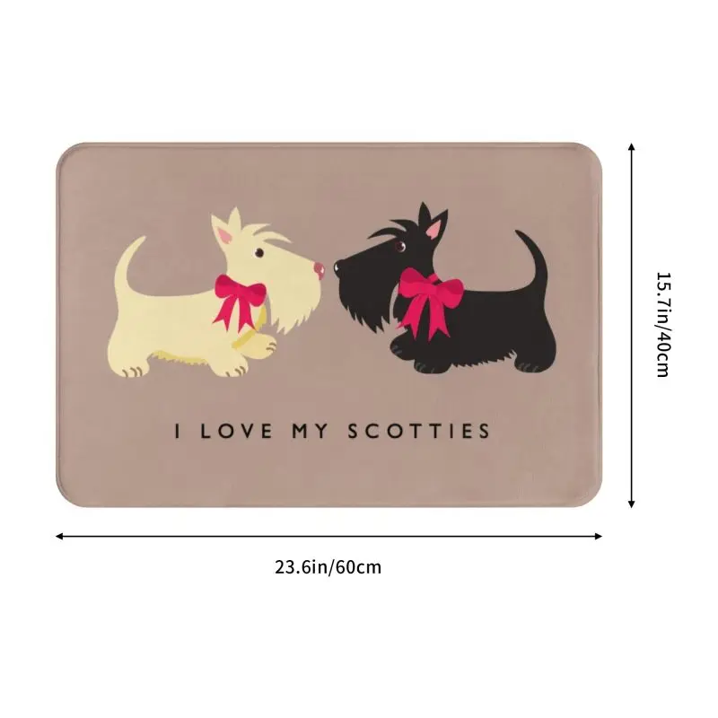 I Love My Scotties Front Door Mat Anti-Slip Indoor Quick Dry Scottish Terrier Dog Doormat Kitchen Bedroom Entrance Rug Carpet