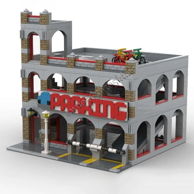 1213 PCS MOC Creativo Città Street View Modulare Piccola Auto Parcheggio Garage Modello Architettura Building Block Bambini Mattoni Giocattoli Regali