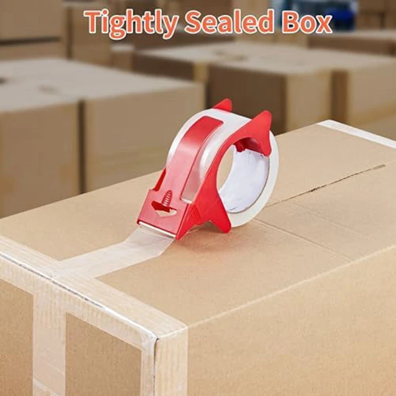 6 Roll Clear Packaging Tape Tape Dispenser, Heavy Duty Packaging Tape Refills For Shipping Packaging Mailing Easy Install