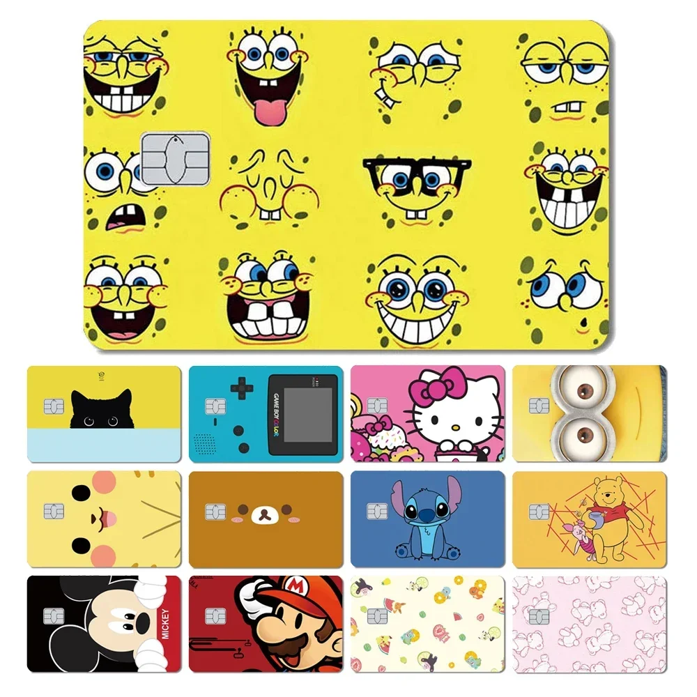 Cute Hello Kitty Mickey Spongebob Pikachu Super Mario Cartoon PVC Film Skin Sticker per carta di debito carta di credito