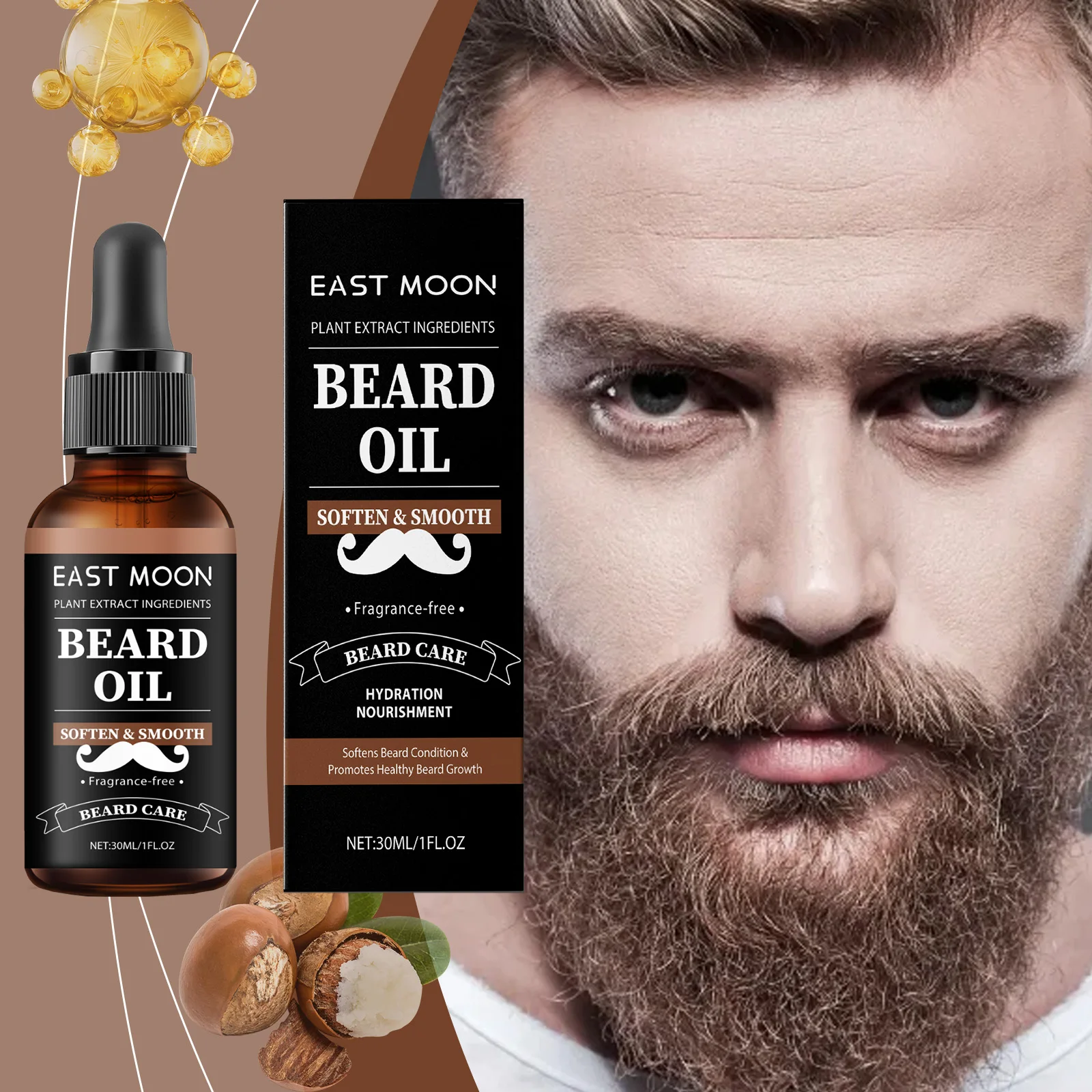 Men's Beard Care Oil, Deeply Moisturizing, Hydrating, Softening and Shining for a Smooth, Healthy Long-Lasting Beard