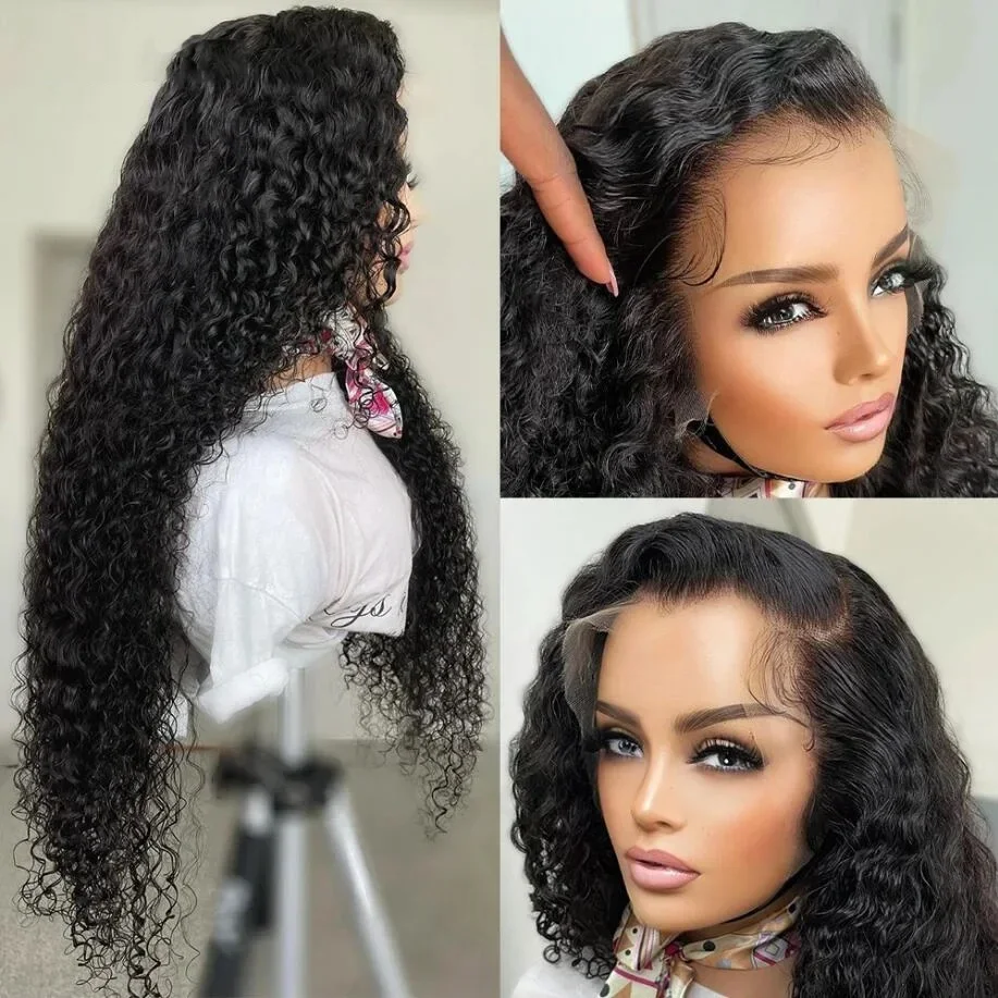 Heat Resistant Natural Black Kinky Curly Soft 26 inch 180Density Lace Front Wig For Women Babyhair Preplucked Glueless Daily Wig