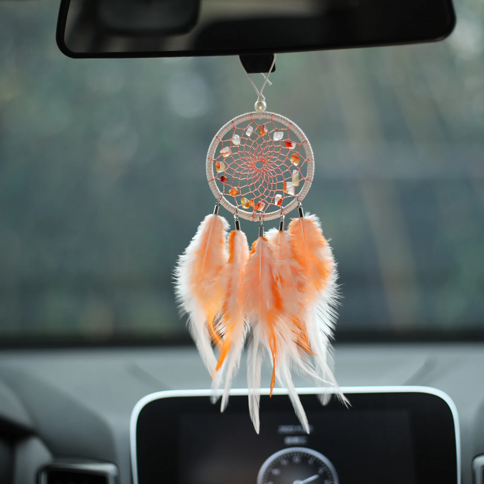 Car Pendant, Dream Catcher, Feather Car Accessory, Cute Interior Decoration, Girlish Heart Gift, Ins Rearview Mirror Hanging
