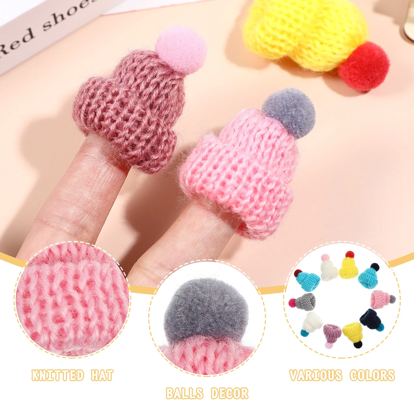 10 Pcs Hats Mini Wool for DIY Supplies Accessories Knitting Decoration Decorate Miniature Craft