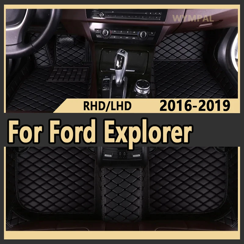 Car Floor Mat For Ford Explorer Classic U502 7seat 2016~2019 Non-slip Pad Waterproof Pads Rugs Leather Floor Mat Car Accessories