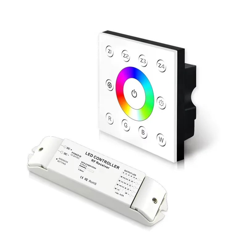 P8X+R4‑2.4G Multi‑Zone RGB RGBW DMX512 Controller, 2.4G RF Dimmer for Color‑Adjustable LED Strip Light
