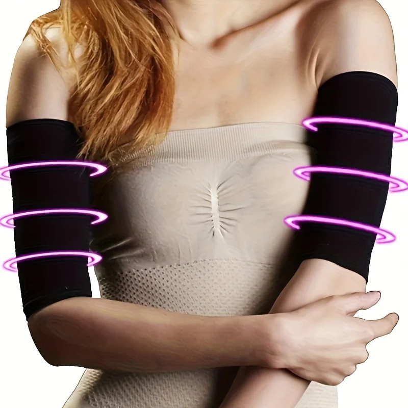 Mangas de Compressão Elástica para Modelagem de Braços Femininos, Modelador de Braço para Emagrecimento, Mangas para Braço, Massageador de Cotovelo para Perda de Peso, Faixas para Braço