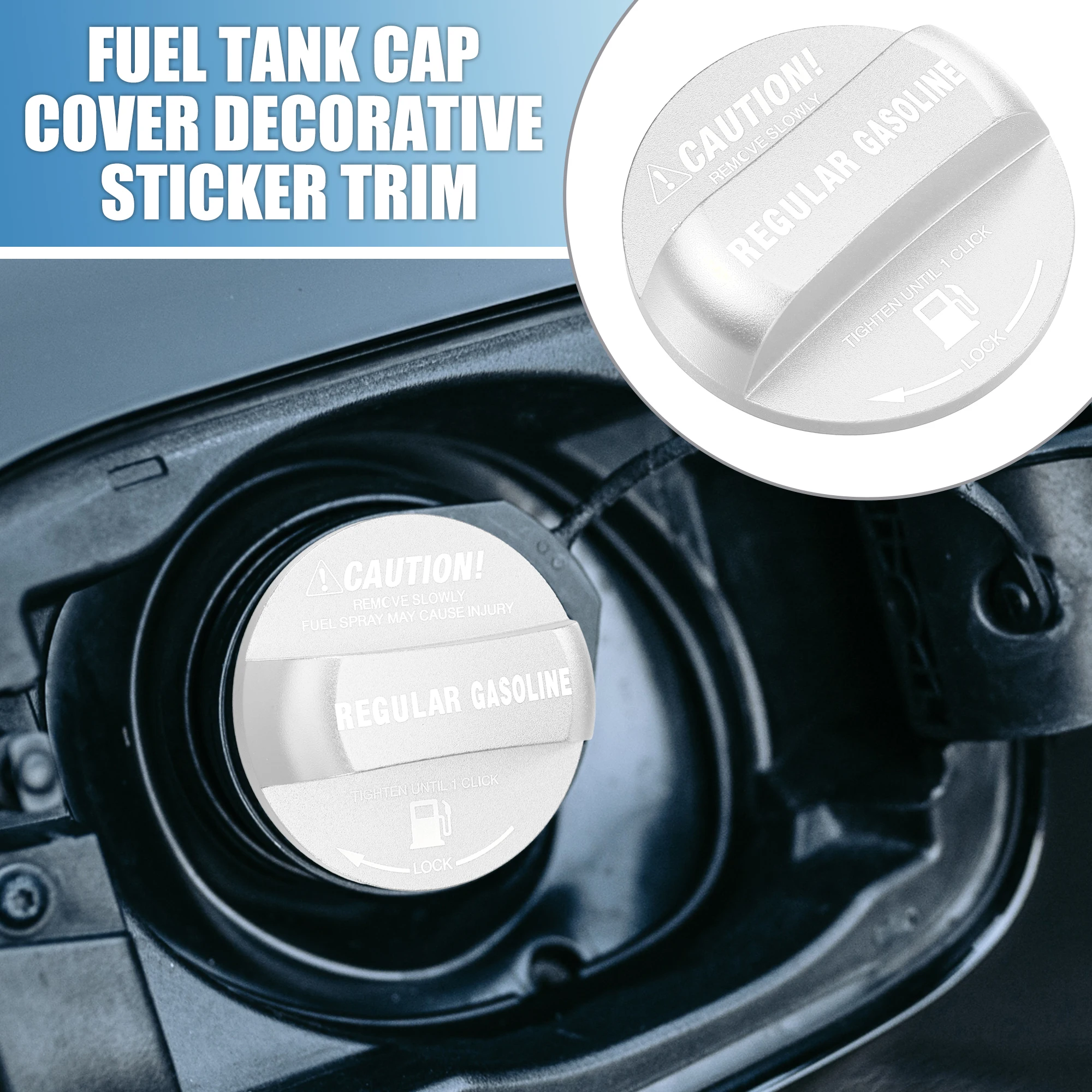 UXCELL Oil Fuel Cap Decorative Sticker for Subaru Forester Aluminum Alloy Silver Tone