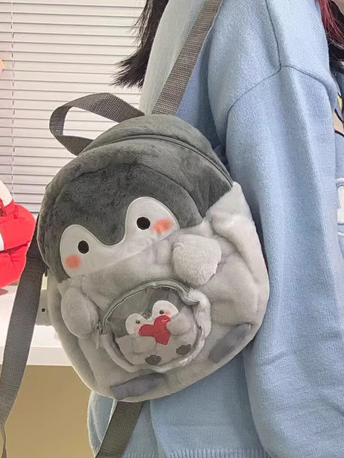 Cute Penguin Plush Backpack Cartoon JK Girl Pain Bag Small Book Bag Gift Soft Stuffed Toy Shoulder Bag Velvet Material Leisure