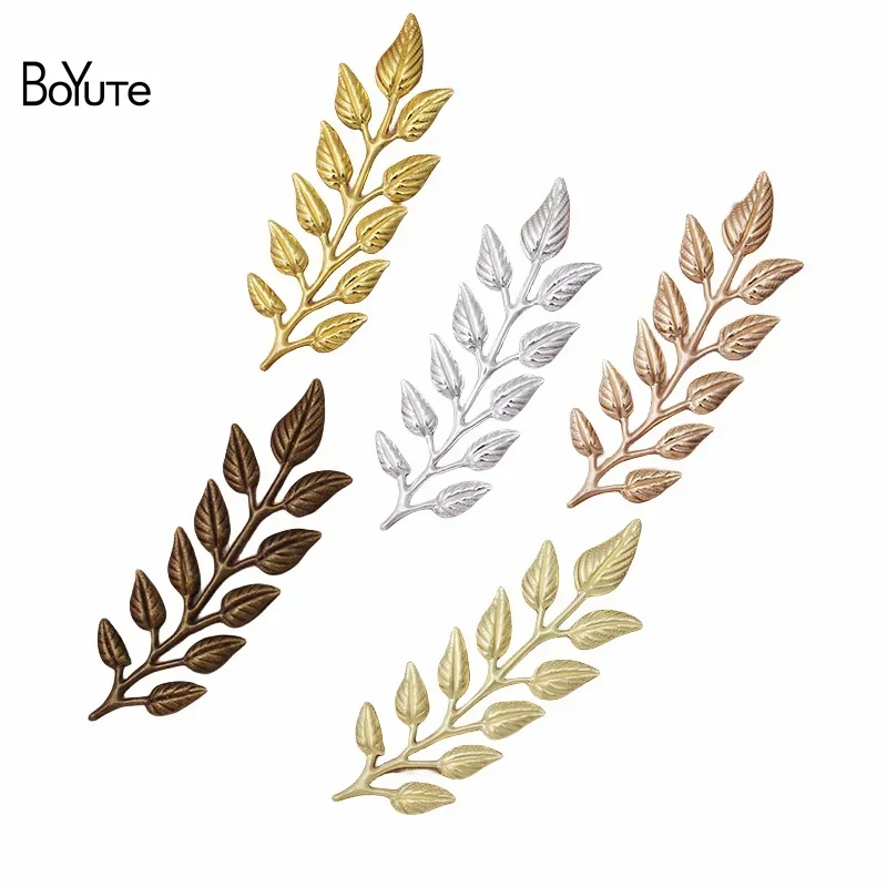 BoYuTe (50 Pieces/Lot) Metal Brass Stamping 19*64MM Olive Leaf Branch Jewelry Accessories Diy Hand Made Materials Wholesale