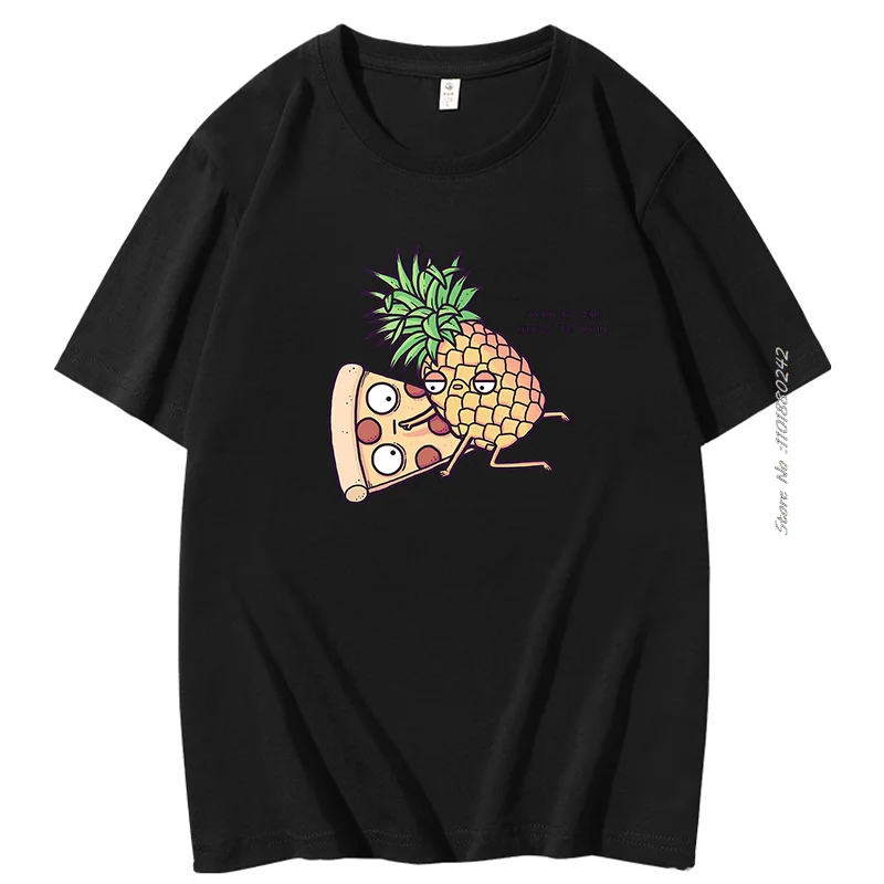 Funny Graphic T Shirts Pineapple Pizza Fruit Print T Shirt Harajuku Aesthetic Tops Casual Fashion Streetwear Cotton Mens Clothes