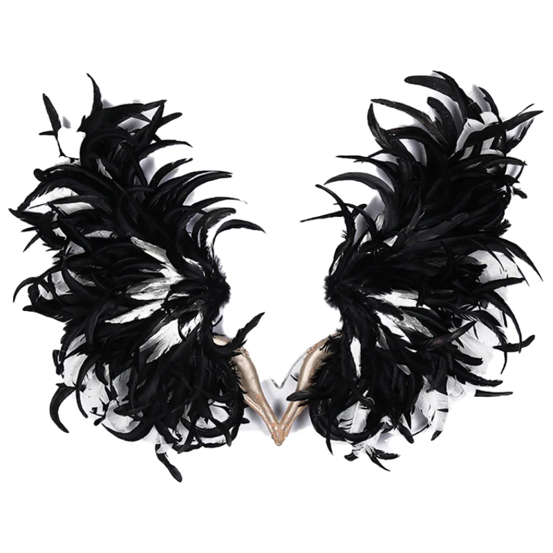 

Wholesale Black and White Christmas Craft Angel Wings Wall Decoration Halloween Decor Handmade Feather All-season Not Support