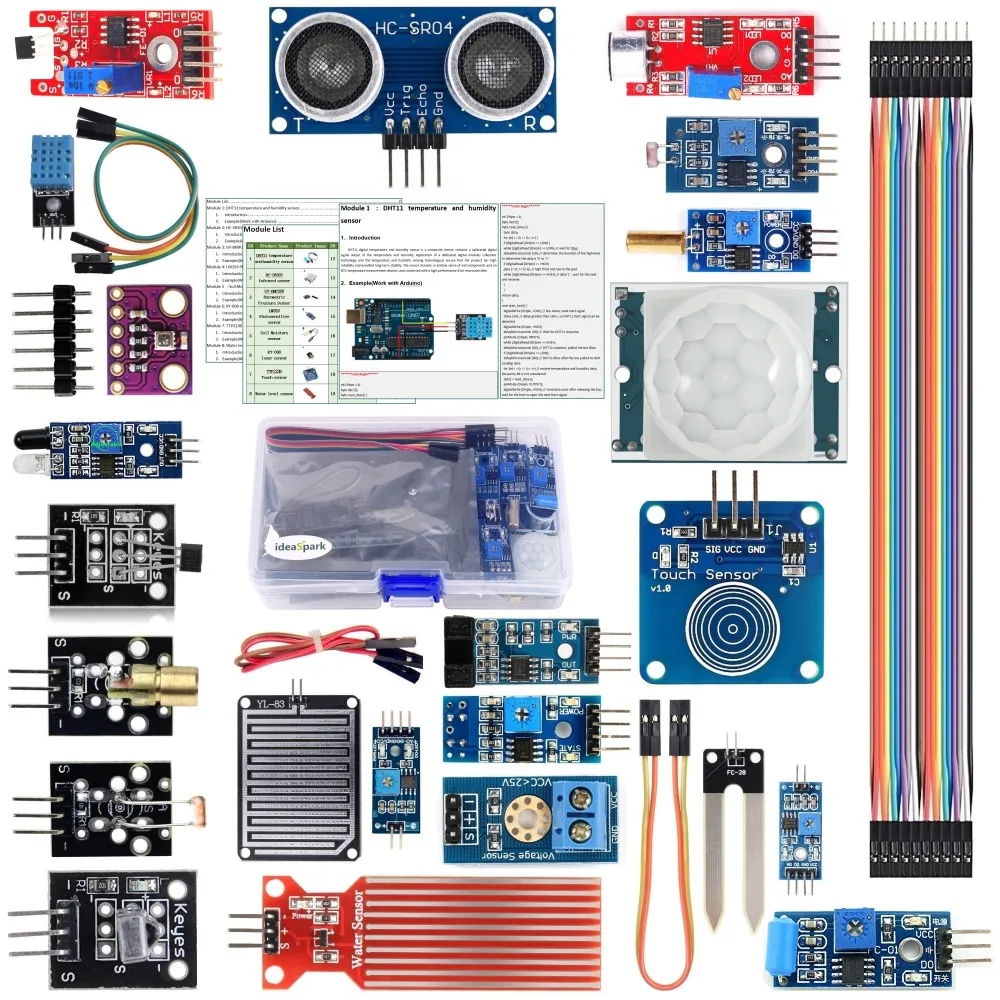 22-in-1 Sensor Module Kits for Arduino Raspberry Pi IoT Beginner Learning Starter Kit(Tutorial Included)