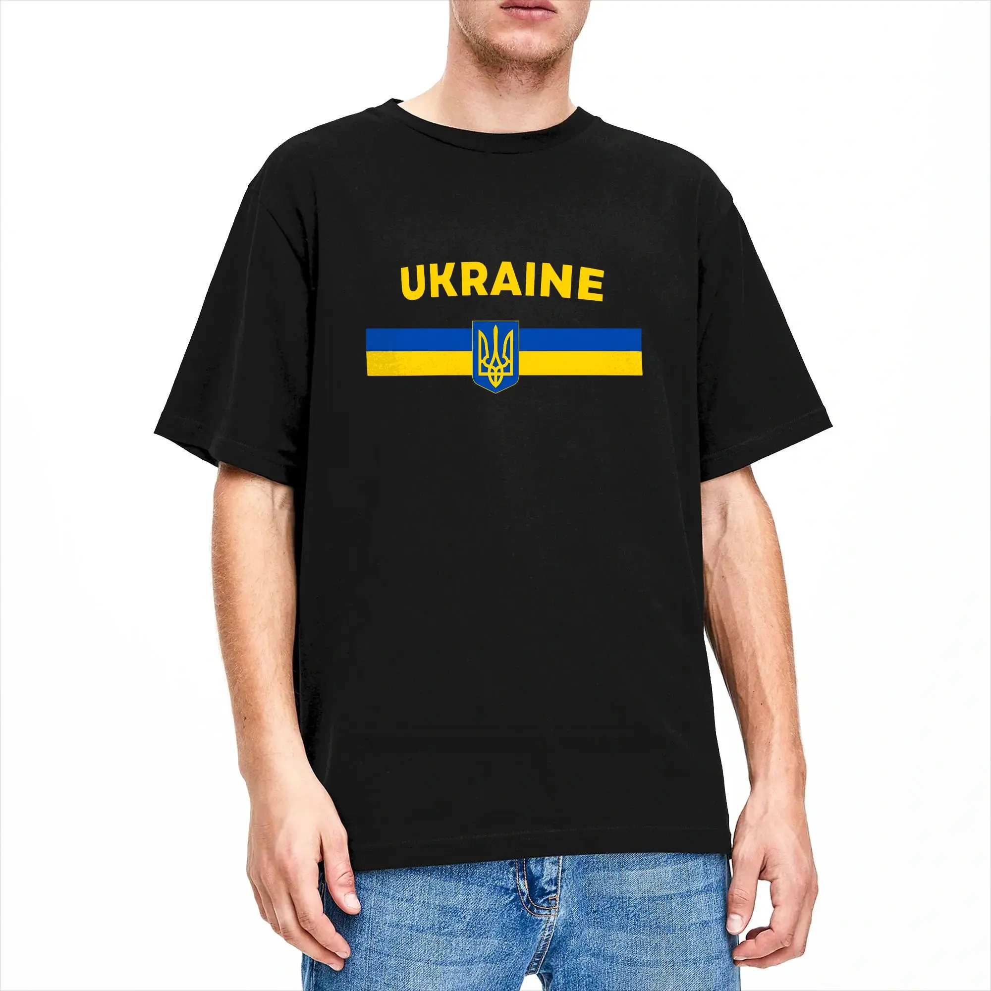 Hipster Ukraine Map Heartbeat ECG Line Design T-Shirt for Men Crew Neck Cotton T Shirts  Short Sleeve Tees 6XL Tops