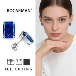S925  Sterling Silver Rhodium lated Earrings nlaid with Sparkling Tanzanite Simple Elegant Ideal for Gifting Daily Wear