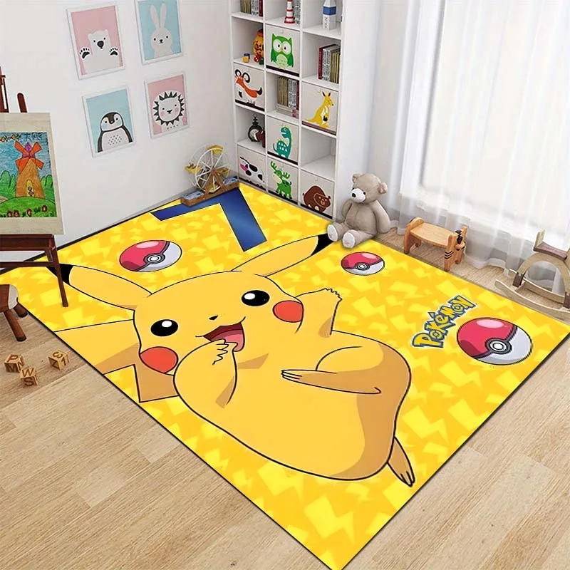 Pokémon Pikachu Print Large Size Carpet for Living Room Bedroom Kid's Room Home Decor Area Rug Non-slip Mat Sofa Mat Cartoon Rug