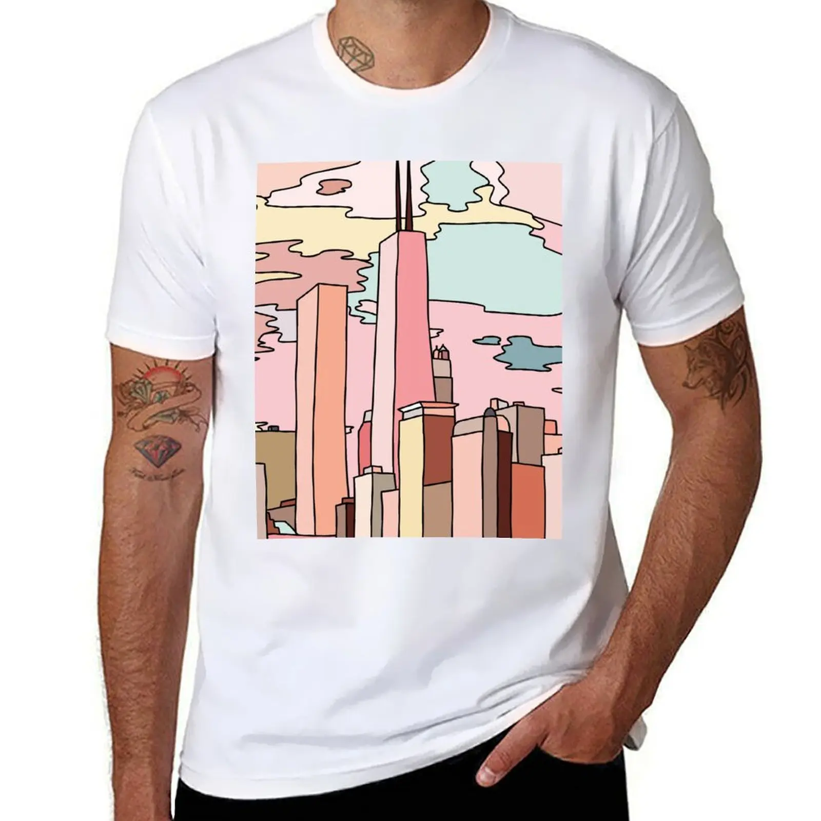 

Chicago sunset by Sasa Elebea T-Shirt shirts graphic tee football t shirt oversized vintage t shirts Men's t-shirt